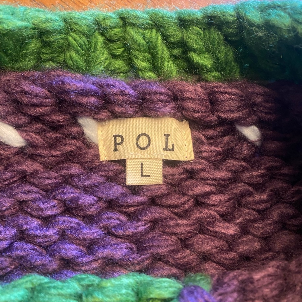POL Chunky Colorblock Green & Plum Knit Sweater - Picture 10 of 10